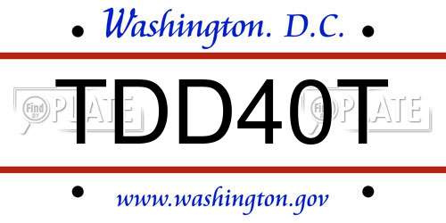 TDD40T District Of Columbia License Plate