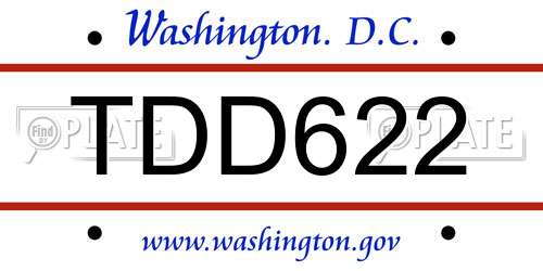 TDD622 District Of Columbia License Plate