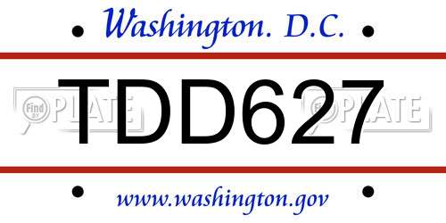 TDD627 District Of Columbia License Plate