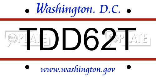 TDD62T District Of Columbia License Plate