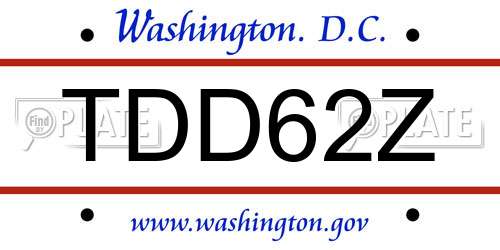 TDD62Z District Of Columbia License Plate
