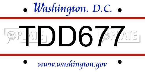 TDD677 District Of Columbia License Plate
