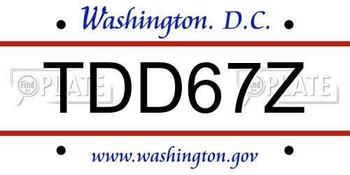 TDD67Z District Of Columbia License Plate