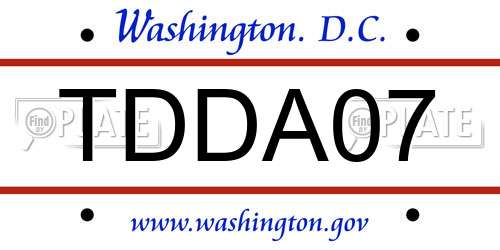 TDDA07 District Of Columbia License Plate