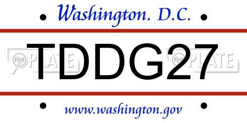 TDDG27 District Of Columbia License Plate