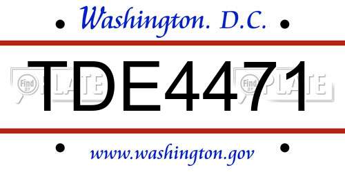 TDE4471 District Of Columbia License Plate