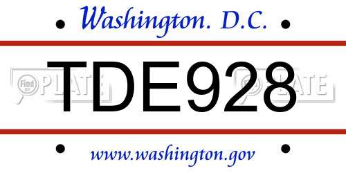 TDE928 District Of Columbia License Plate