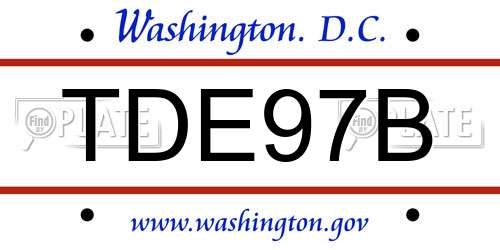TDE97B District Of Columbia License Plate