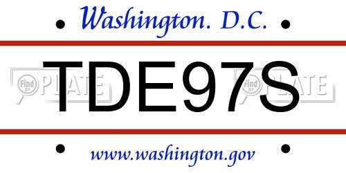 TDE97S District Of Columbia License Plate