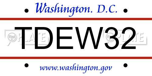 TDEW32 District Of Columbia License Plate
