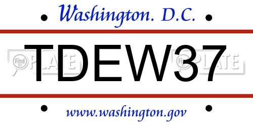 TDEW37 District Of Columbia License Plate
