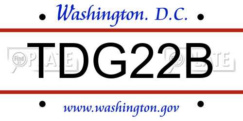 TDG22B District Of Columbia License Plate