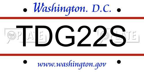 TDG22S District Of Columbia License Plate