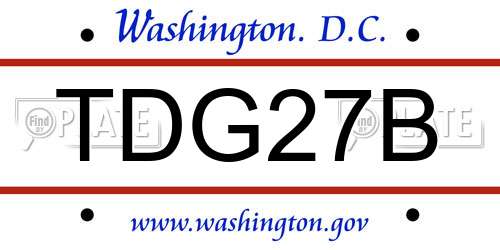 TDG27B District Of Columbia License Plate