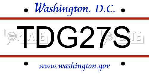 TDG27S District Of Columbia License Plate