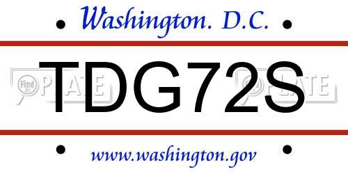 TDG72S District Of Columbia License Plate