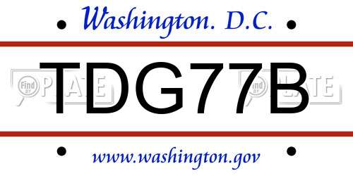 TDG77B District Of Columbia License Plate