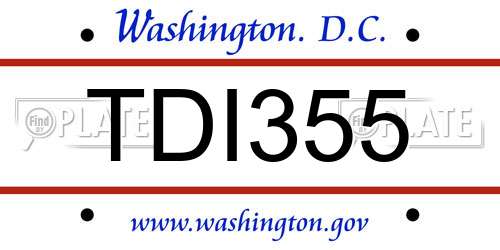 TDI355 District Of Columbia License Plate