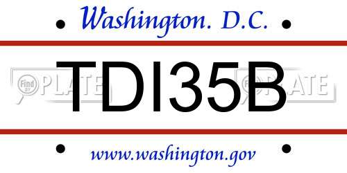 TDI35B District Of Columbia License Plate