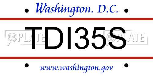 TDI35S District Of Columbia License Plate