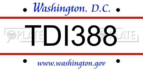 TDI388 District Of Columbia License Plate