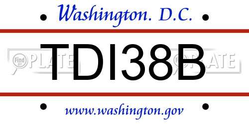 TDI38B District Of Columbia License Plate