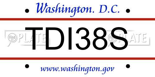 TDI38S District Of Columbia License Plate
