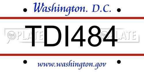 TDI484 District Of Columbia License Plate