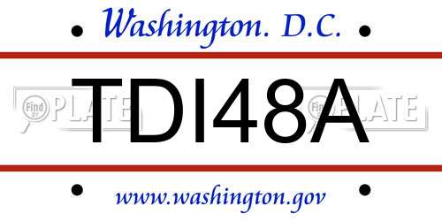 TDI48A District Of Columbia License Plate