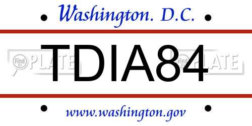 TDIA84 District Of Columbia License Plate