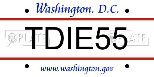 TDIE55 District Of Columbia License Plate