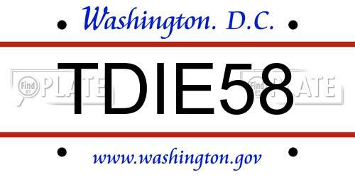 TDIE58 District Of Columbia License Plate