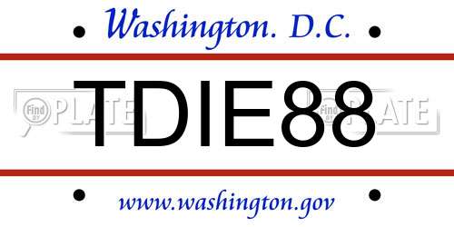TDIE88 District Of Columbia License Plate