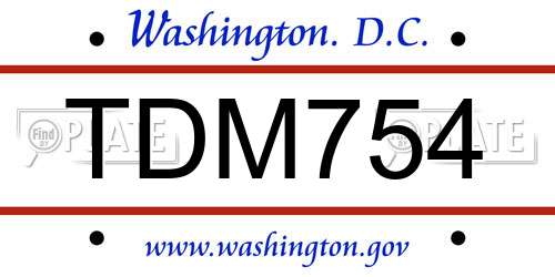 TDM754 District Of Columbia License Plate