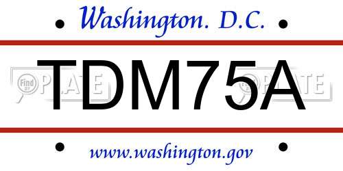 TDM75A District Of Columbia License Plate