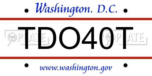 TDO40T District Of Columbia License Plate