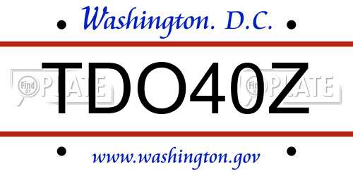 TDO40Z District Of Columbia License Plate