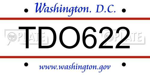 TDO622 District Of Columbia License Plate