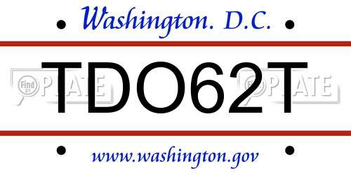 TDO62T District Of Columbia License Plate