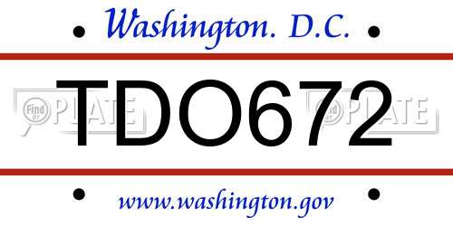 TDO672 District Of Columbia License Plate