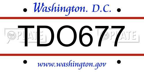 TDO677 District Of Columbia License Plate
