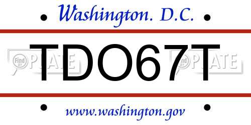 TDO67T District Of Columbia License Plate