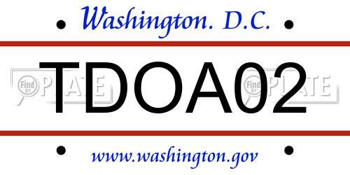 TDOA02 District Of Columbia License Plate