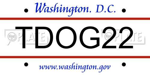 TDOG22 District Of Columbia License Plate