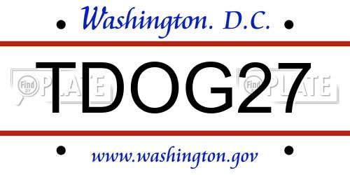 TDOG27 District Of Columbia License Plate