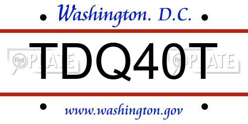 TDQ40T District Of Columbia License Plate