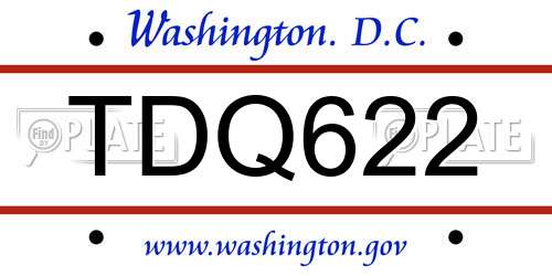 TDQ622 District Of Columbia License Plate