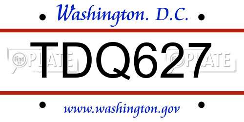 TDQ627 District Of Columbia License Plate