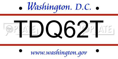 TDQ62T District Of Columbia License Plate