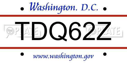 TDQ62Z District Of Columbia License Plate